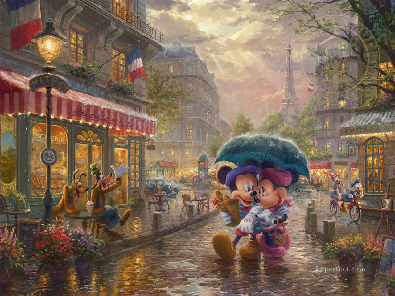 Mickey and Minnie in Paris TK Disney Oil Paintings